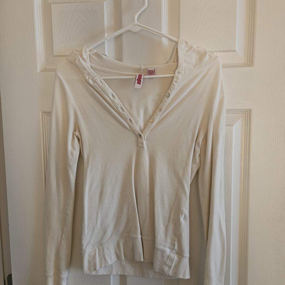 BONGO Cream Long Sleeve Button-Up Top